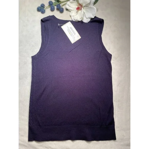 Kinross Cashmere NWT Womens Knit Sweater Tank Top M Academia Classic Lagenlook - Picture 2 of 6